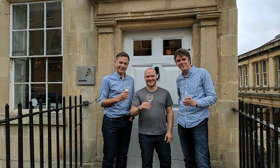 Andy, James and Chris toasting the MBO